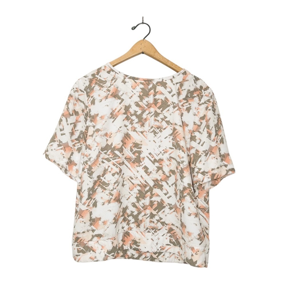 14th & Union Abstract Watercolor Print‎ Short Sleeve Blouse Medium M